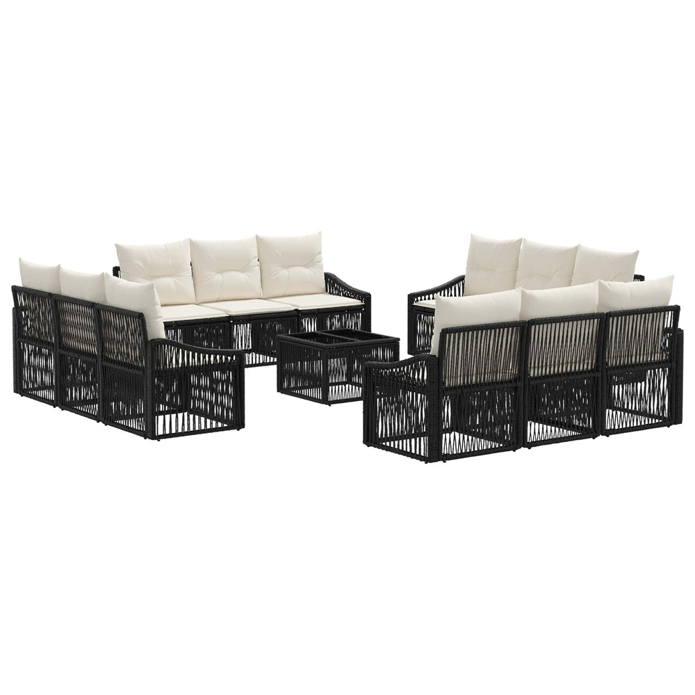 Ensemble de canapé de jardin 13 pcs noir polyrotin