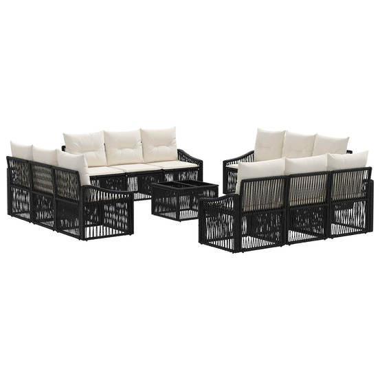 Ensemble de canapé de jardin 13 pcs noir polyrotin