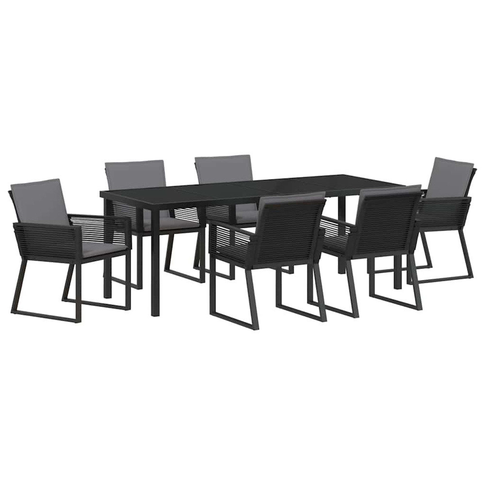 Ensemble de salle à manger pour jardin 7 pcs noir