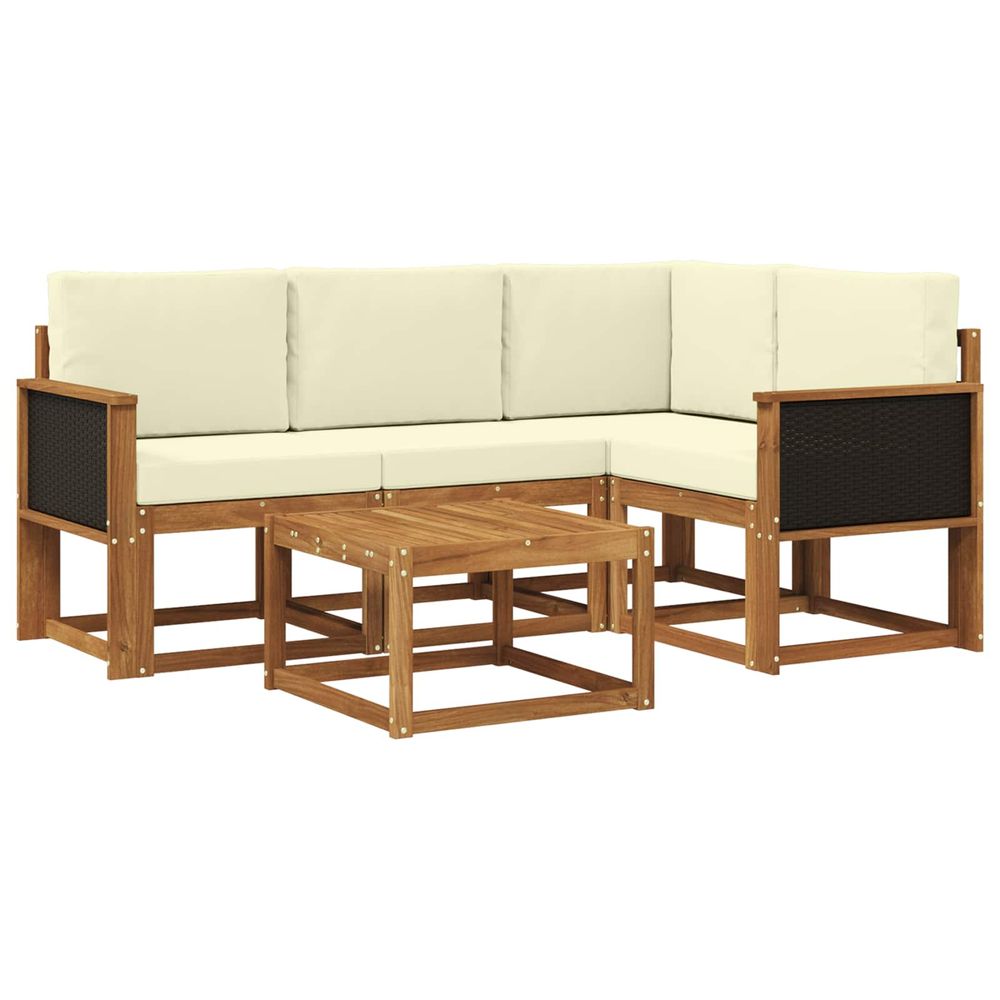 Ensemble de canapés d'extérieur 5 pc naturel et crème polyester