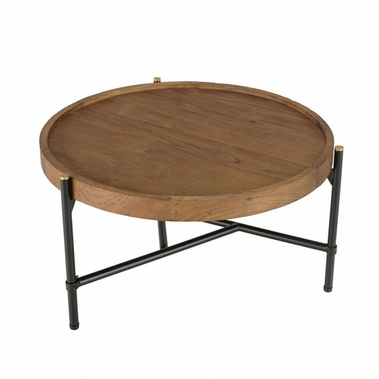 Table basse ronde plateau en teck recyclé d55