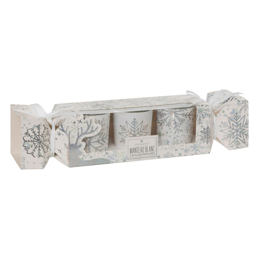 Set de 3 bougies parfumées photophore en verre d 5 x h 6 cm - argenté