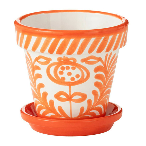 Pot avec soucoupe en céramique