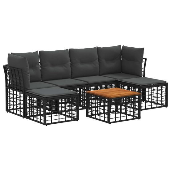 Ensemble de canapés d'extérieur 7 pc noir et gris foncé