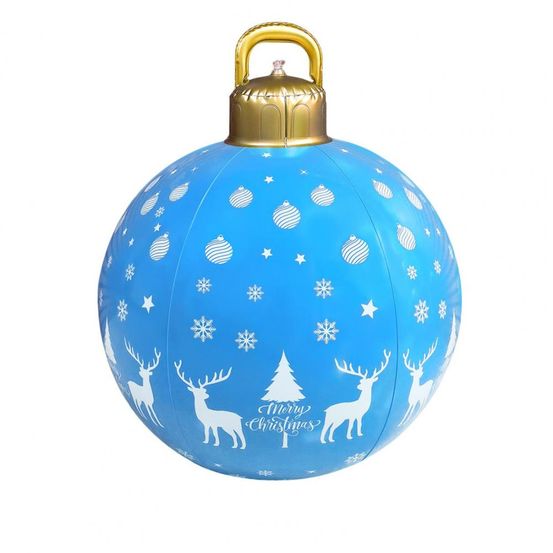 Boule de noël gonflable - 60 cm bleue avec rennes
