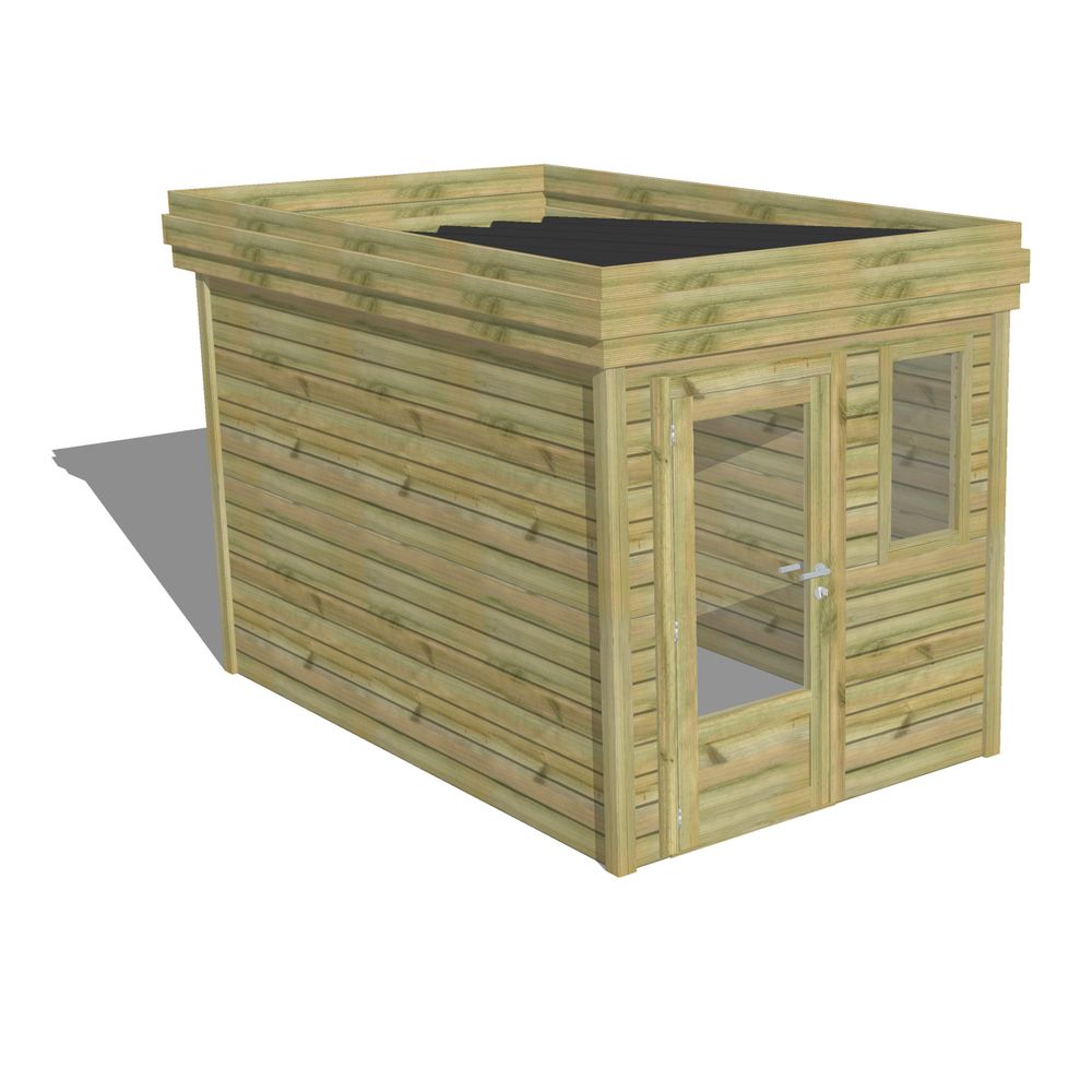Abri de jardin bois pin traité autoclave 27mm - 2,14x3,44m / 7m2 - bac acier - abri français