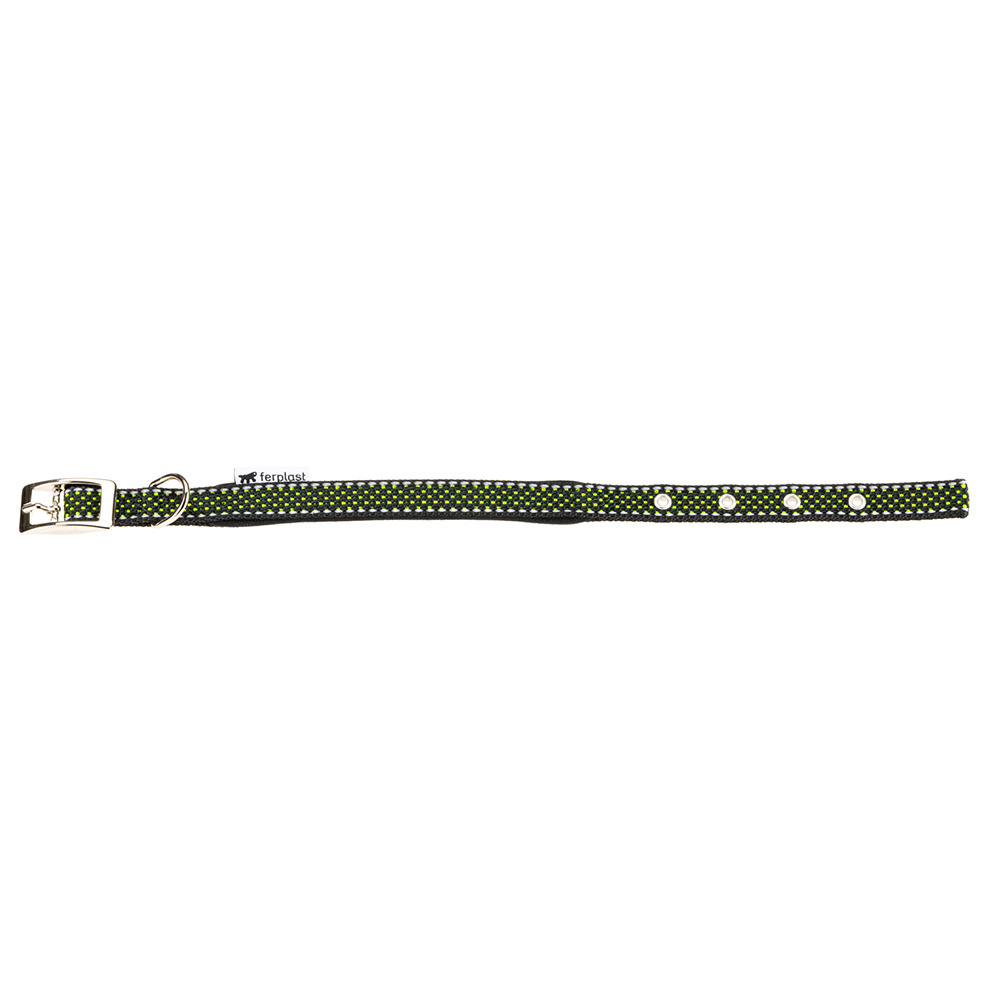Collier pour chiens réfléchissant rembourré daytona deluxe c15/35, réglable, boucle en métal, noir-vert