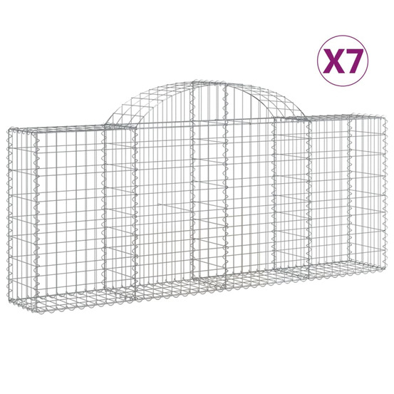 Paniers à gabions arqués 7 pcs 200x30x80/100 cm fer galvanisé