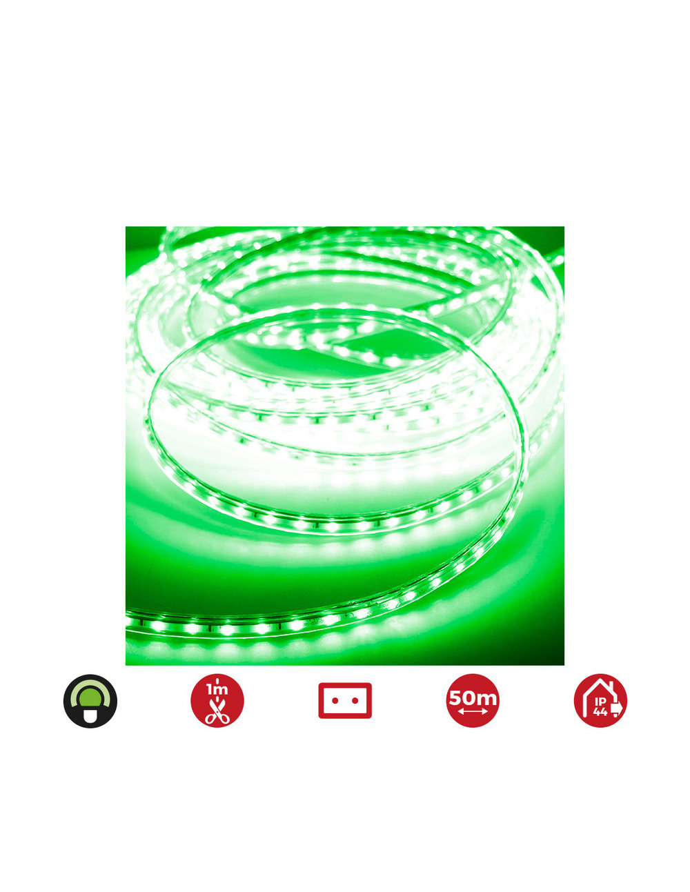 Bobine ruban led 50m. 60 leds/m 4,2w/m verde edm 220v-240v ip44