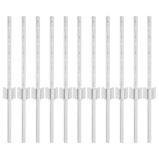 Poteau de clôture. 11 pcs argenté 40 cm acier
