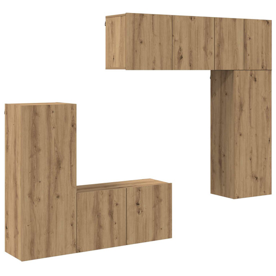 Unité murale de tv 5 pcs chêne artisanal bois d'ingénierie