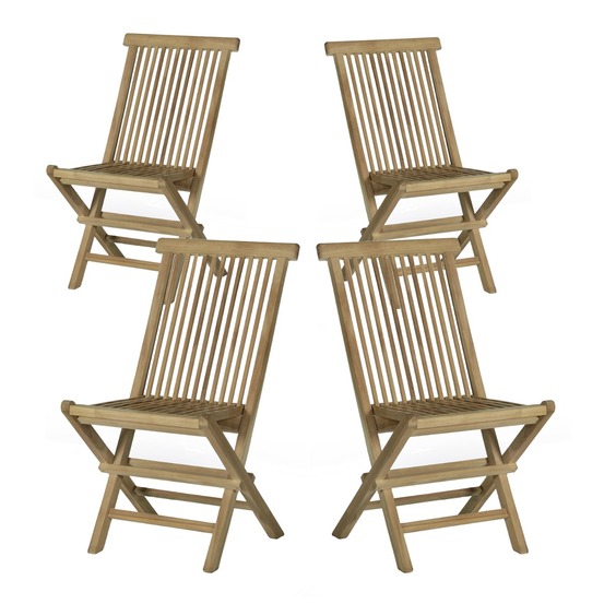 Chaises de jardin pliantes en teck massif java (lot de 4)