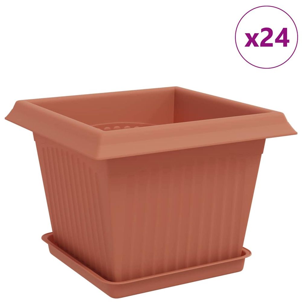 Pots de plantes 24 pc rouge brique plastique