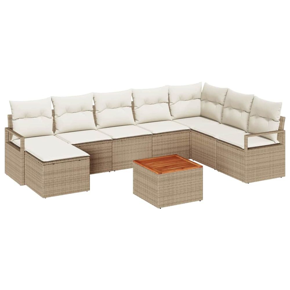 Ensemble de canapé de jardin 9 pc beige polyrotin