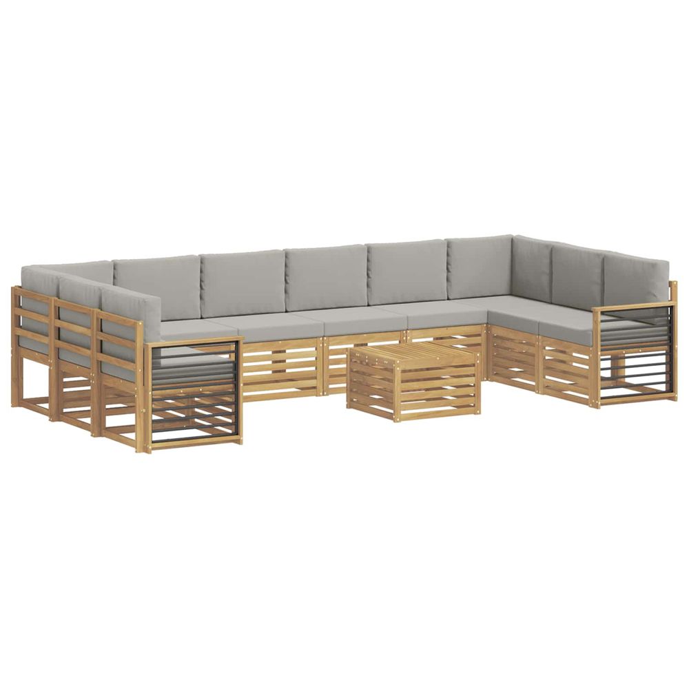 Ensemble de canapés d'extérieur 11 pc blanc et gris clair