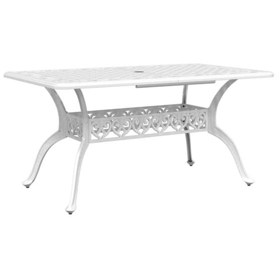 Table de jardin blanc 150x90x72 cm aluminium coulé