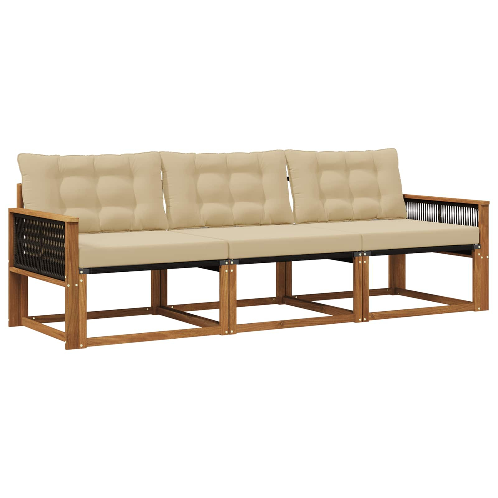 Ensemble de canapés d'extérieur 3 pcs naturel et beige