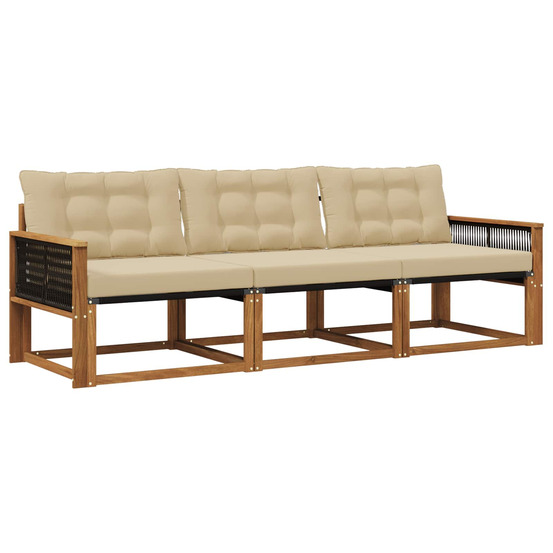 Ensemble de canapés d'extérieur 3 pcs naturel et beige