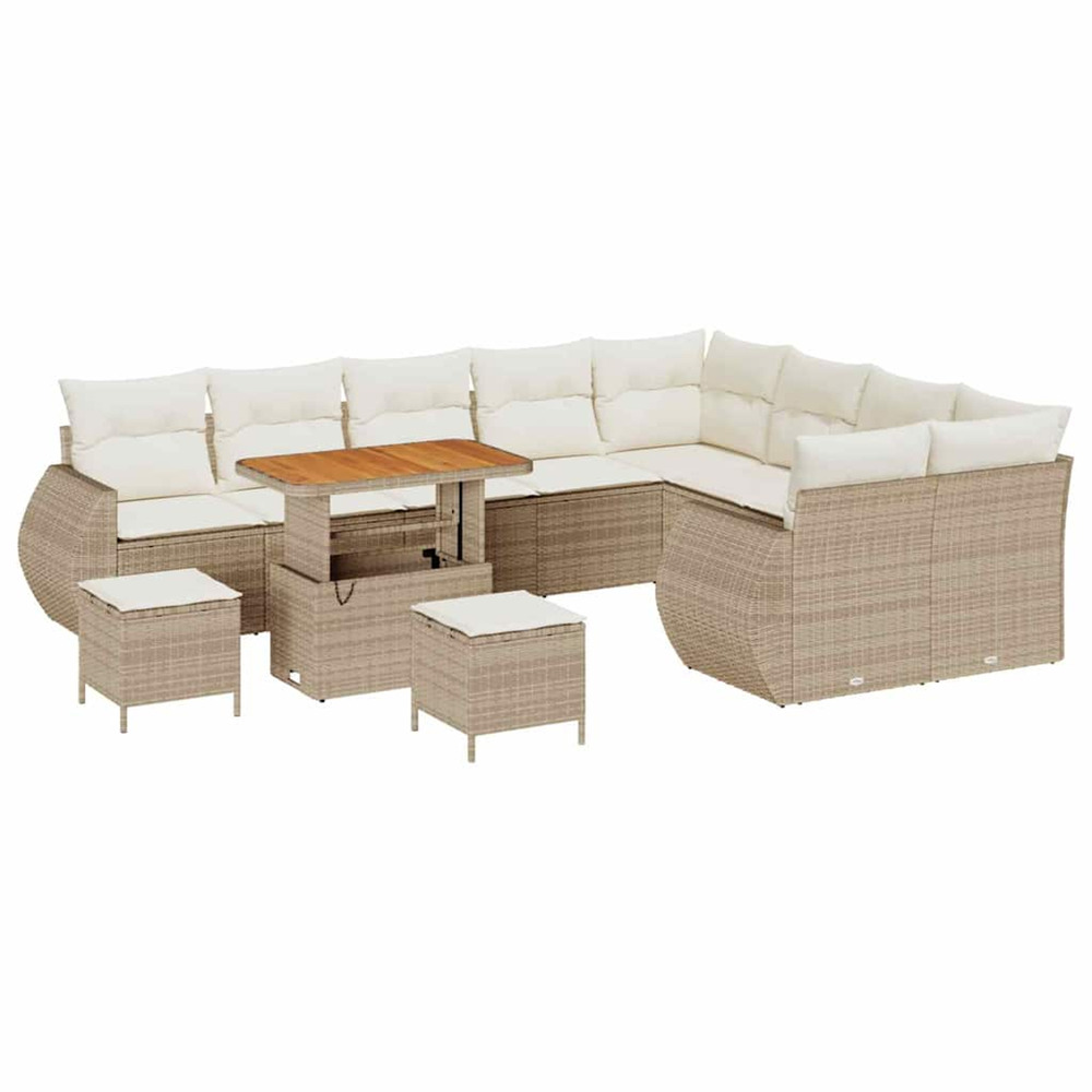 Ensemble de canapé de jardin 12 pcs beige polyrotin