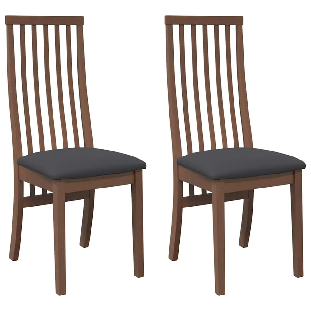 Chaises à manger coussins 2 pcs marron bois massif caoutchouc