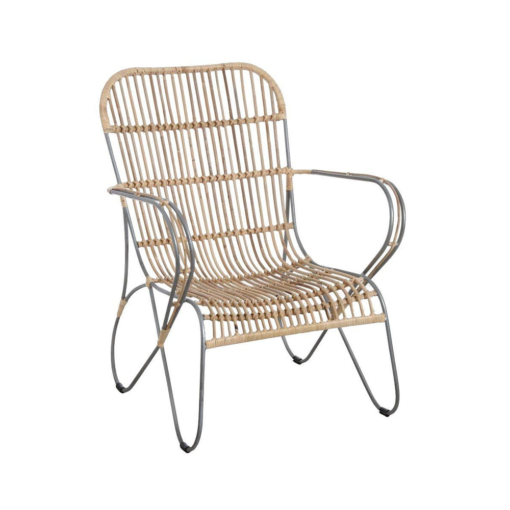 Fauteuil en métal et rotin naturel