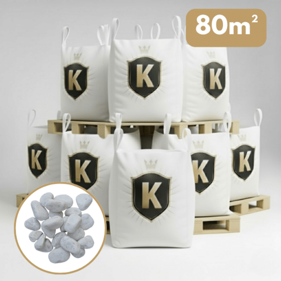Galet marbre blanc 40/60 mm – pack 8 big bag +/- 1,5t – 80 m²