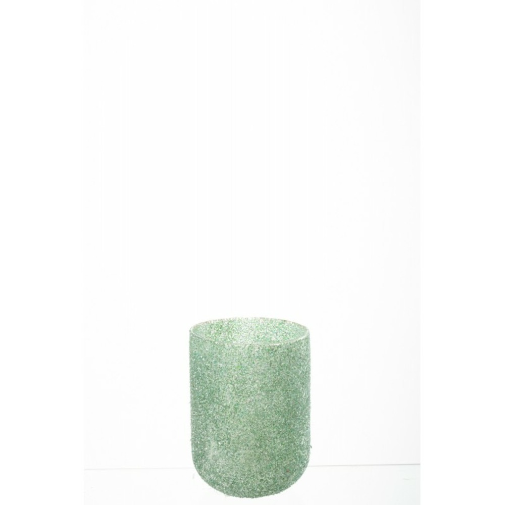 Photophore en verre vert 13x13x18 cm