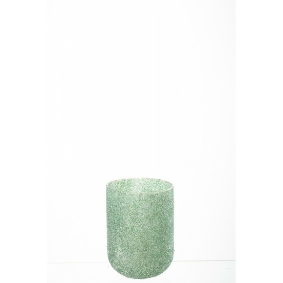 Photophore en verre vert 13x13x18 cm