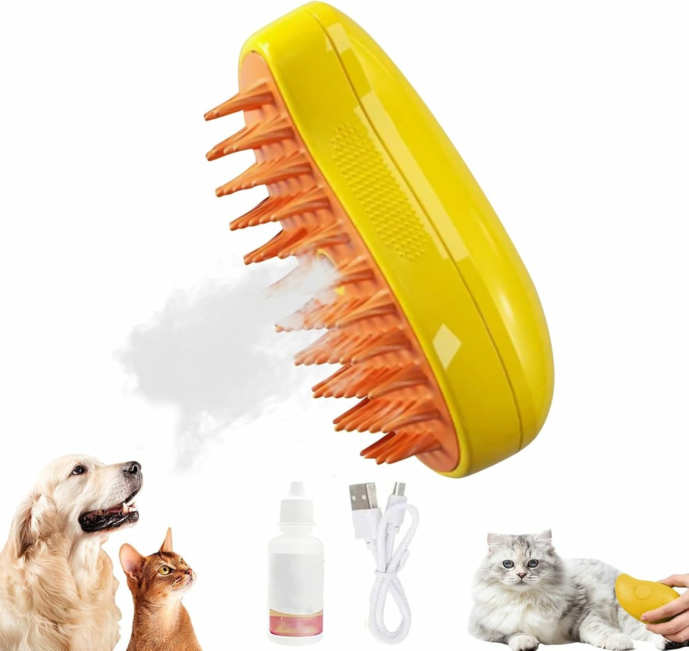 Brosse chat 3 en 1 jaune