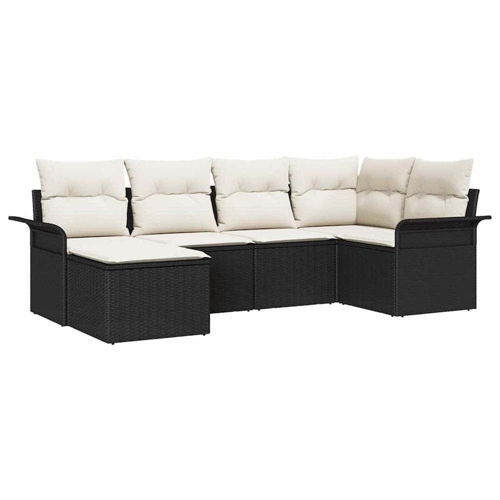 Ensemble de canapé de jardin 6 pc noir polyrotin