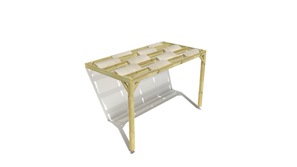 Pergola bois • 4m x 2m • adossée • sens largeur • voilage semi-transparent inclus • livraison comprise