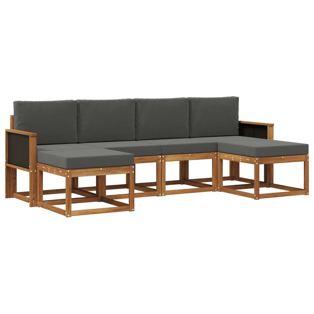 Ensemble de canapés d'extérieur 6 pc naturel et anthracite