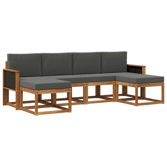 Ensemble de canapés d'extérieur 6 pc naturel et anthracite