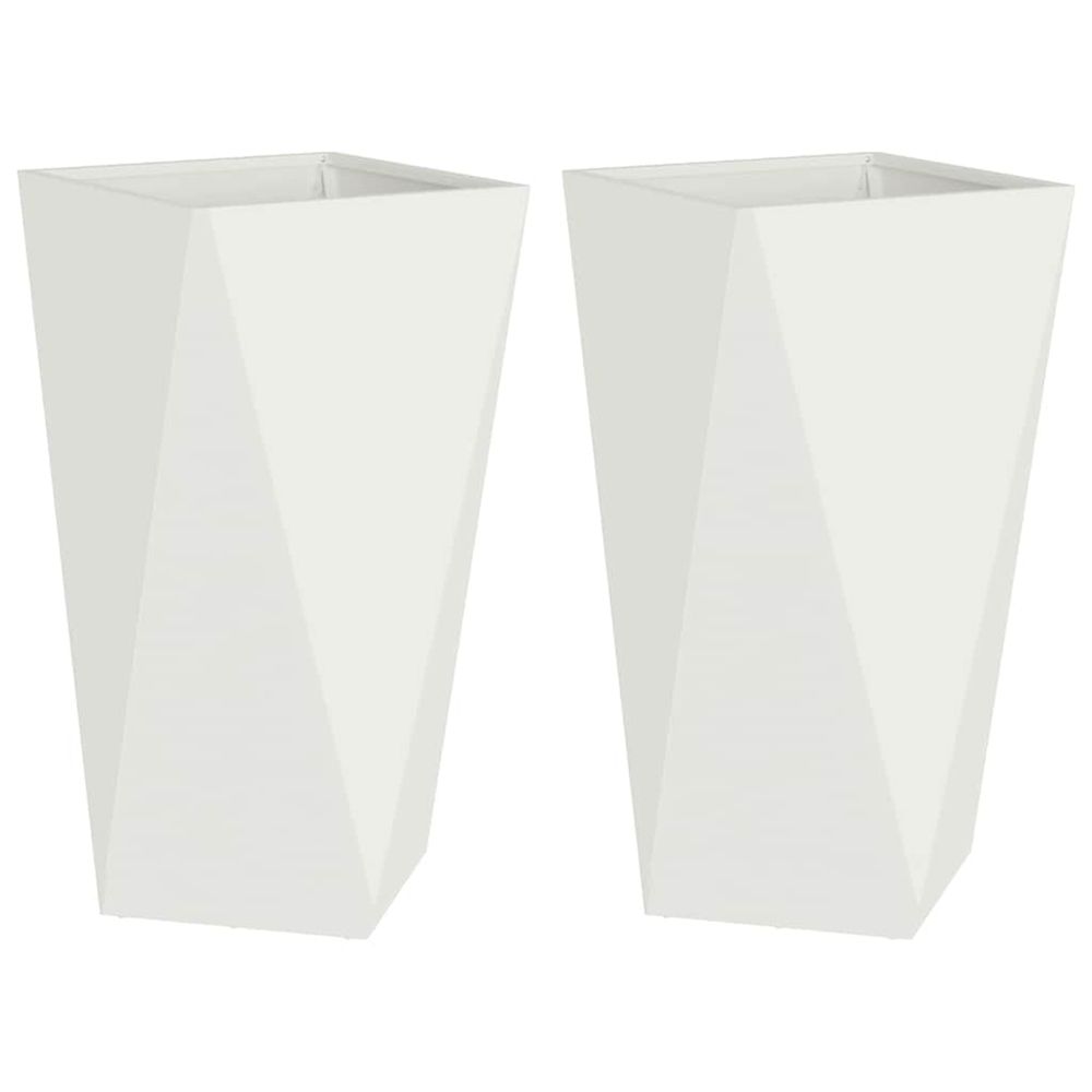 Jardinière d'extérieur 2 pc blanc 40 x 40 x 75 cm acier