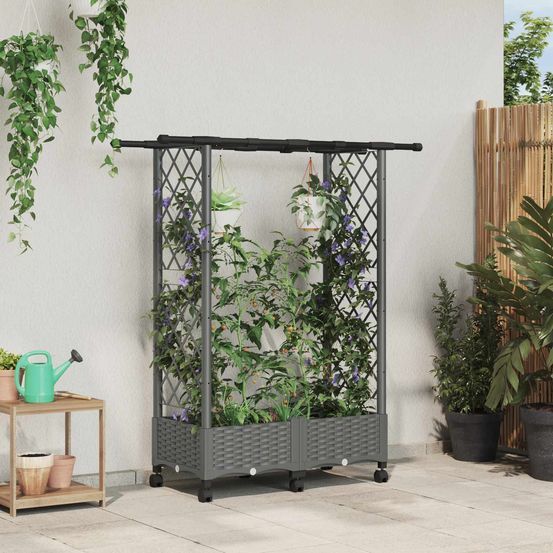 Bac culture verticale polypropylène terrasse fleurs et herbes 122x40x127cm gris