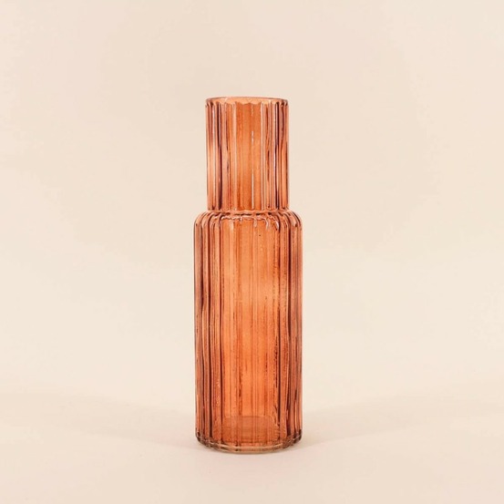 Vase en verre strié h25cm, augustin