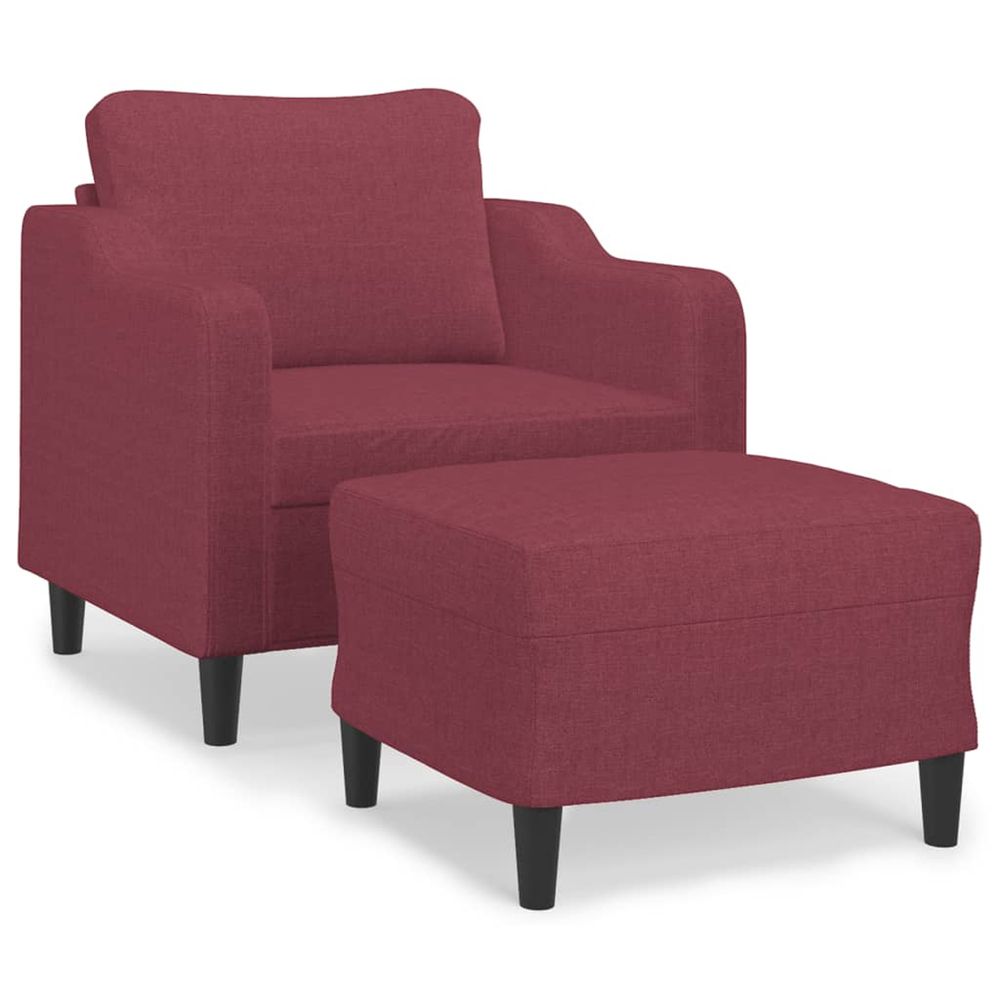Fauteuil avec repose-pied rouge bordeaux 60 cm tissu