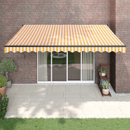 Auvent rétractable automatique jaune et blanc 4x3 m