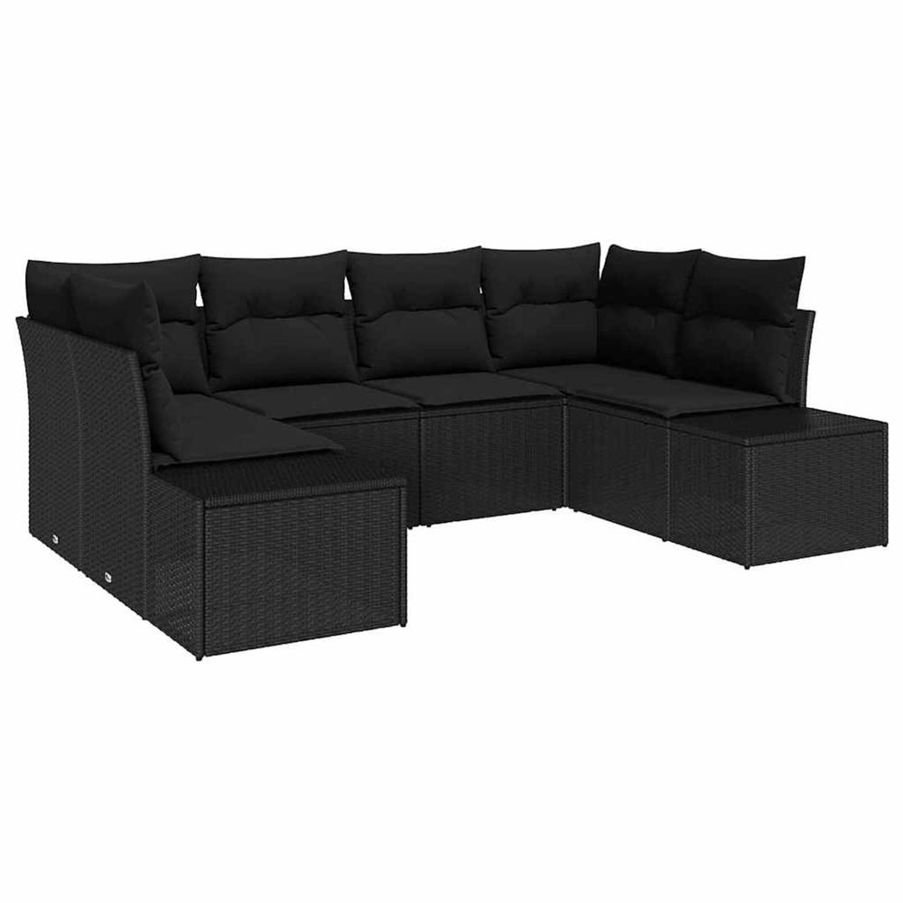 Ensemble de canapé de jardin 6 pc 6-nombre de places noir
