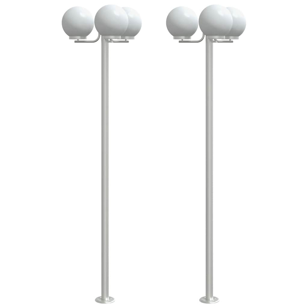 Lampadaires d'extérieur 2 pcs argenté 215 cm acier inoxydable