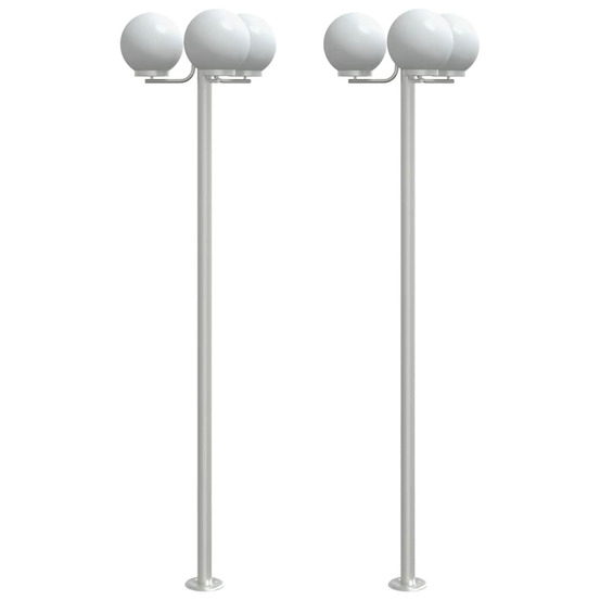 Lampadaires d'extérieur 2 pcs argenté 215 cm acier inoxydable