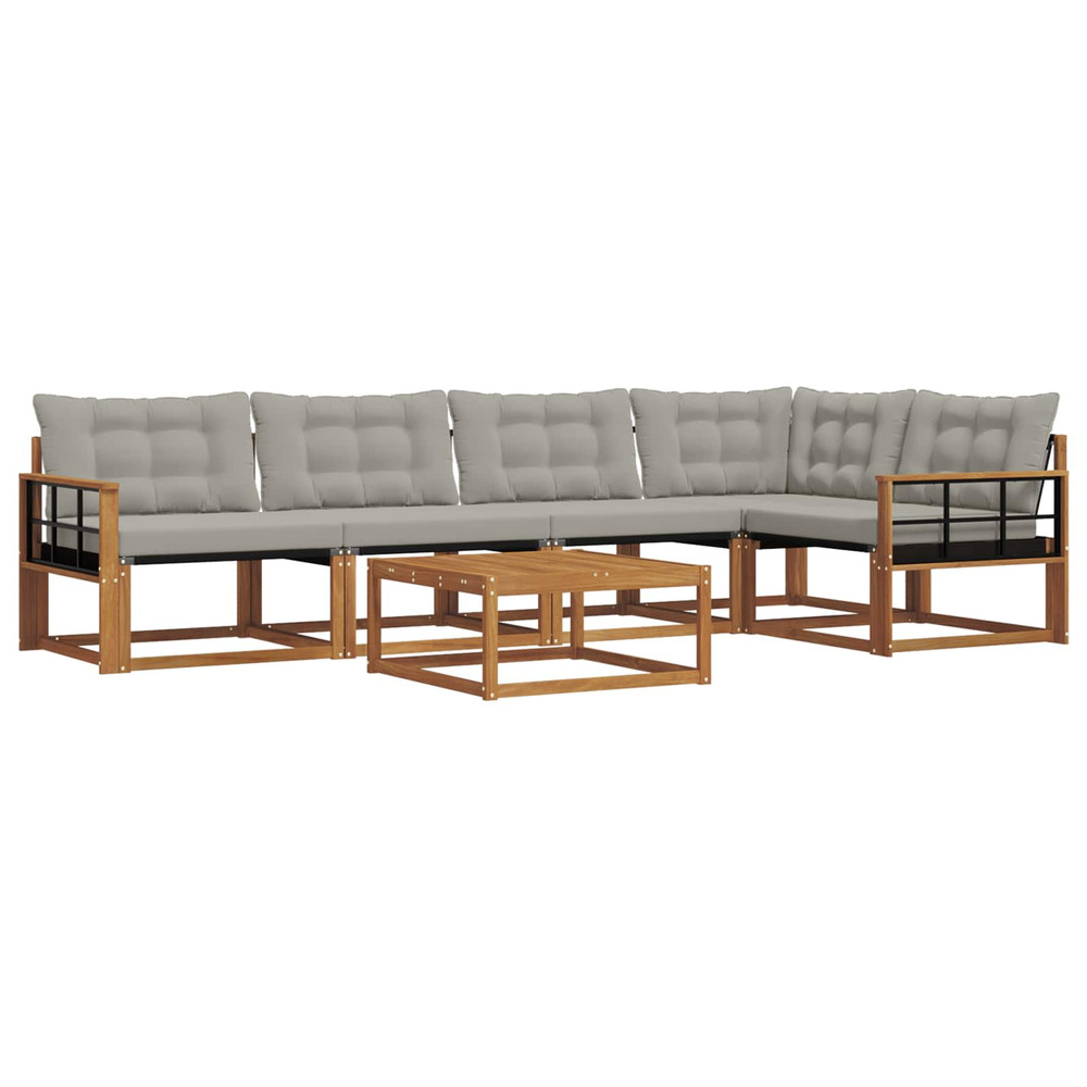 Ensemble de canapés d'extérieur 6 pcs gris naturel et clair