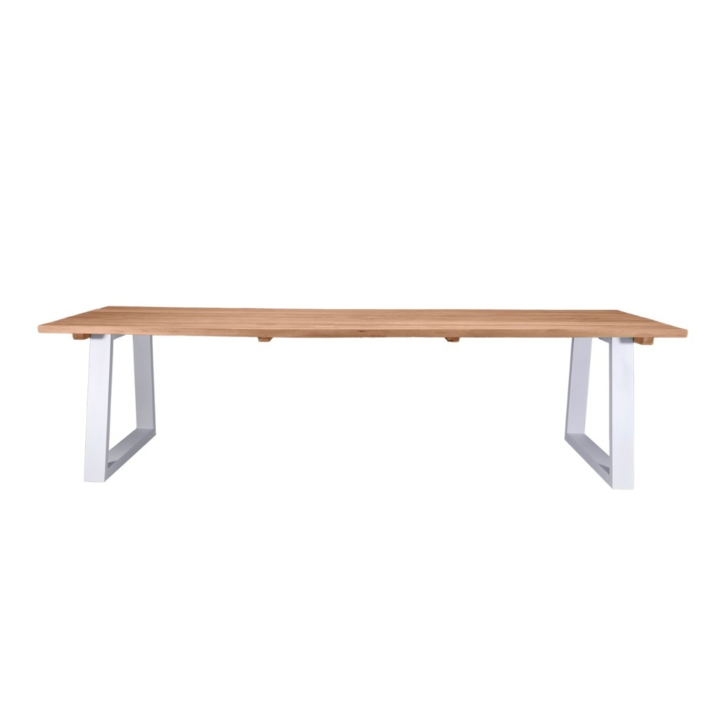 Table en aluminium blanc et teck massif 300 cm, mucen