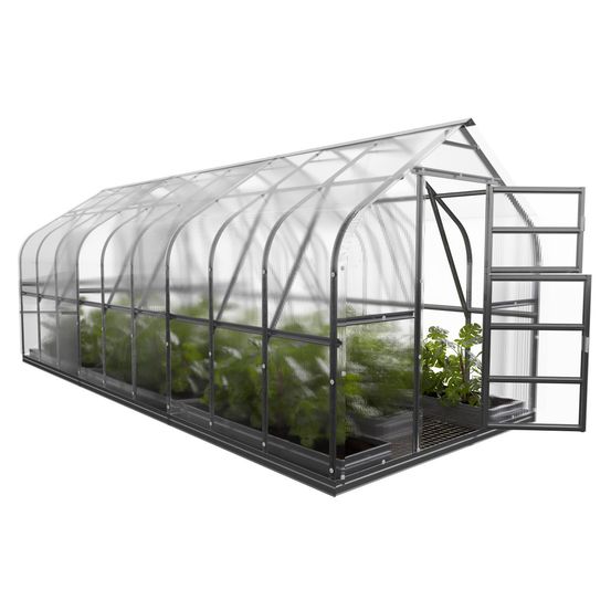 Serre polycarbonate standart extra 15m² (2,5x6m), 4mm, lucarnes auto. Incluses, 7 access.