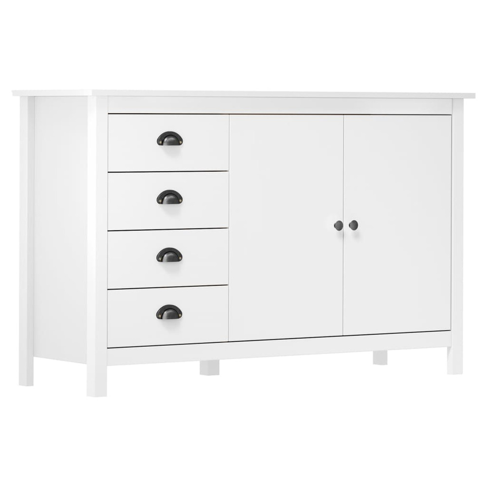 Buffet hill blanc 130x40x80 cm bois de pin solide