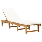 Chaise longue pliante avec coussin bois d'acacia solide