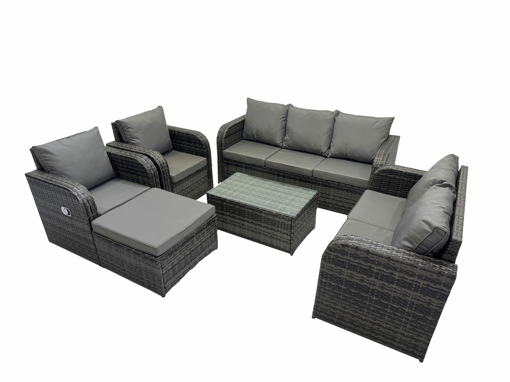 8 places ensemble de meubles de jardin avec table basse rectangulaire canapé 3 places canapé d'amour grand tabouret