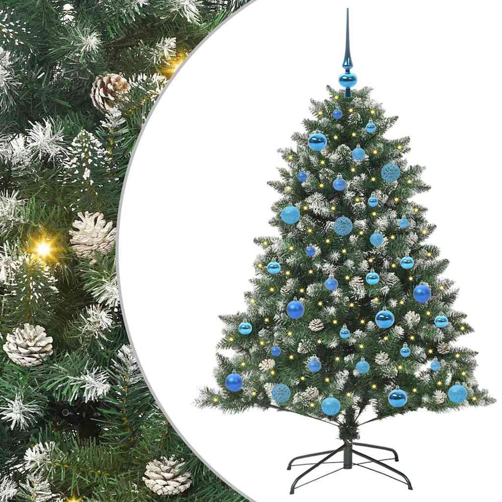 Sapin de noël artificiel vert 150 cm pvc, plastique et acier