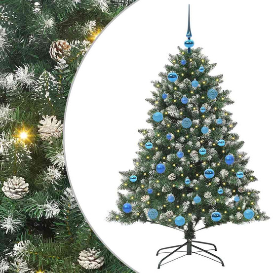 Sapin de noël artificiel vert 150 cm pvc, plastique et acier