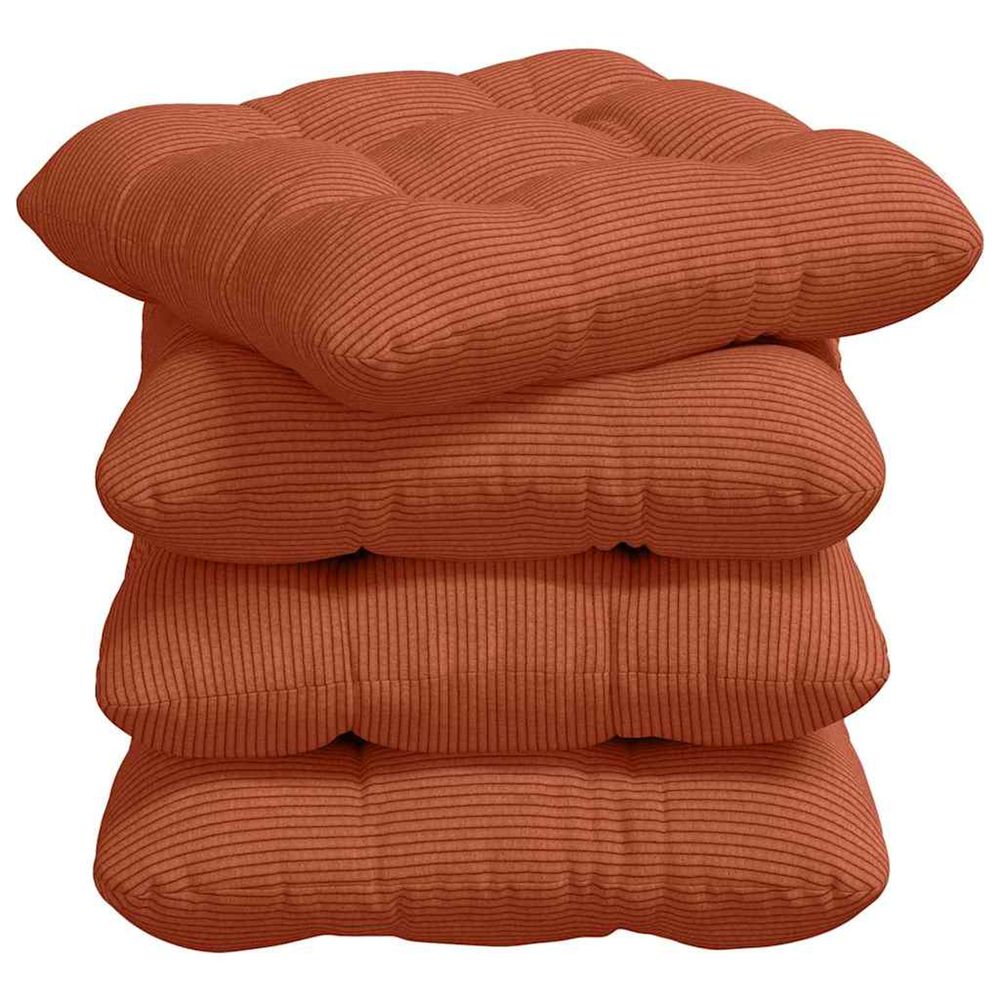 Coussins de siège 4 pc tissu en velours côtelé rouge orange